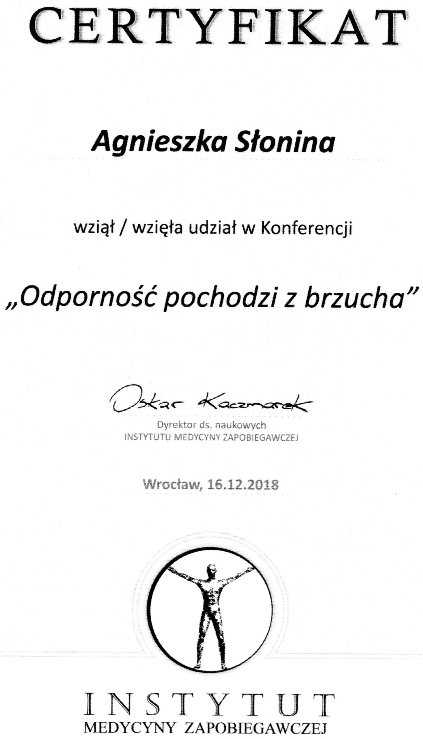 Certyfikat: Odporność pochodzi z brzucha