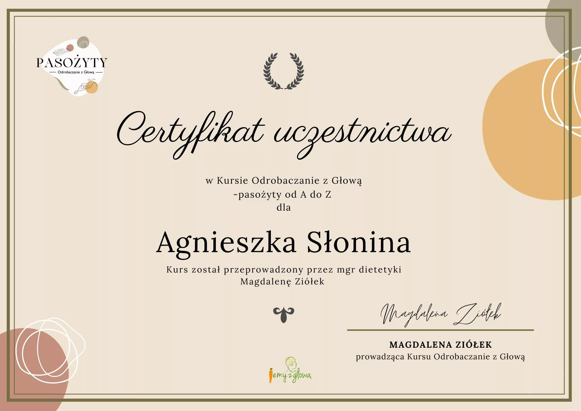Certyfikat szkoleniowy