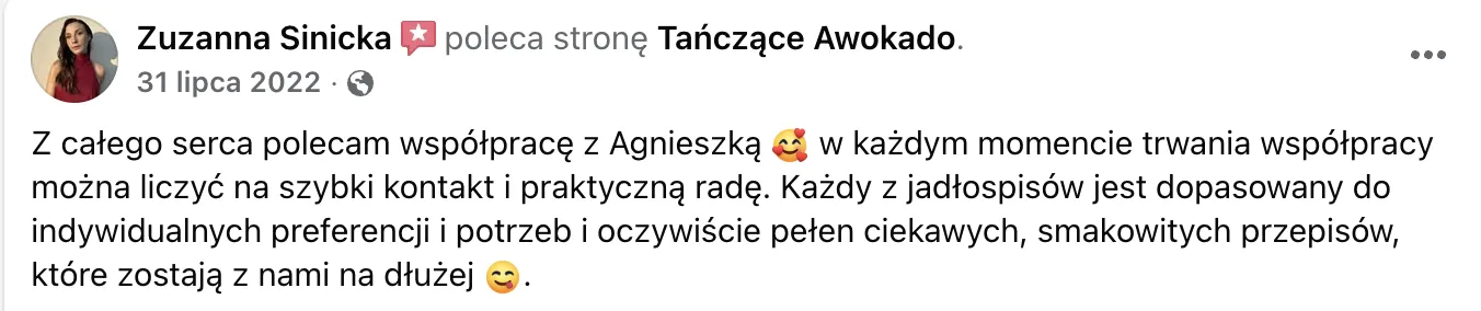 Opinia klientki 2: wiadomość lub efekt współpracy