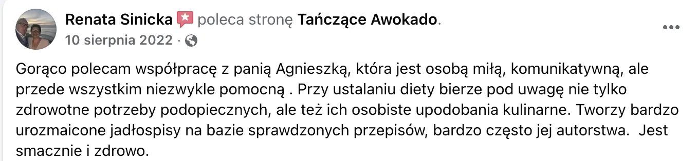 Opinia klientki 3: wiadomość lub efekt współpracy