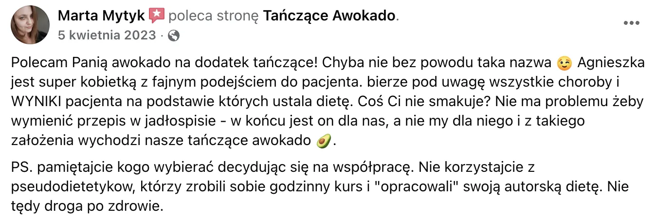 Opinia klientki 7: wiadomość lub efekt współpracy