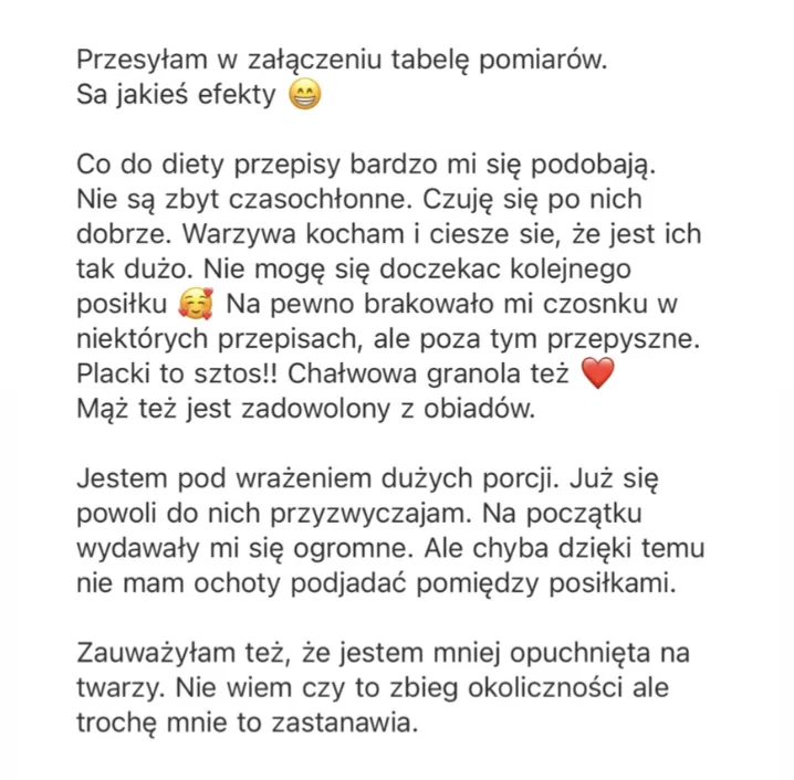 Opinia klientki 14: wiadomość lub efekt współpracy