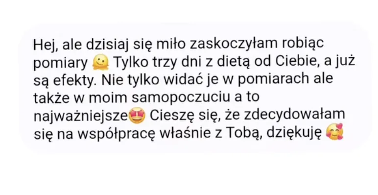 Opinia klientki 16: wiadomość lub efekt współpracy