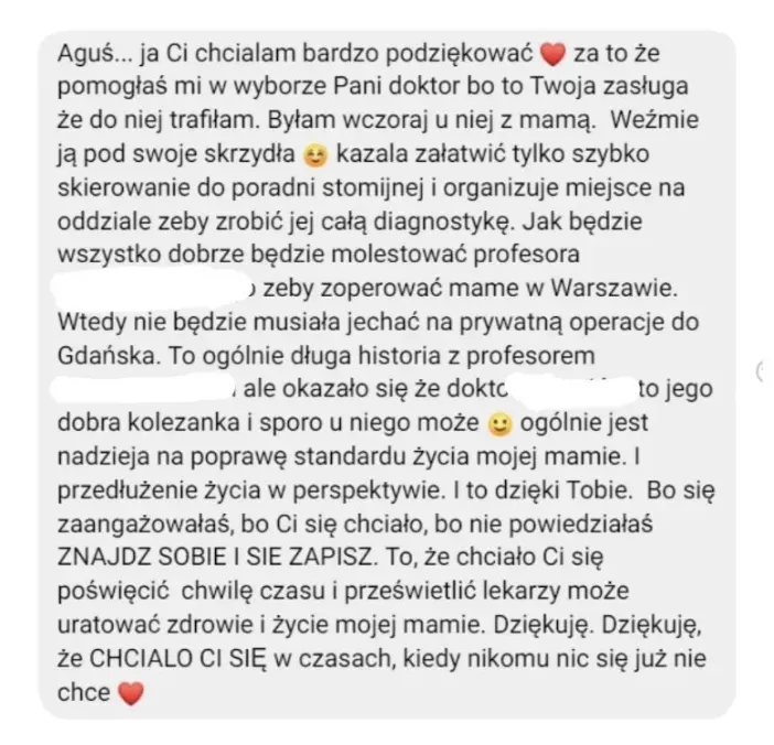 Opinia klientki 18: wiadomość lub efekt współpracy
