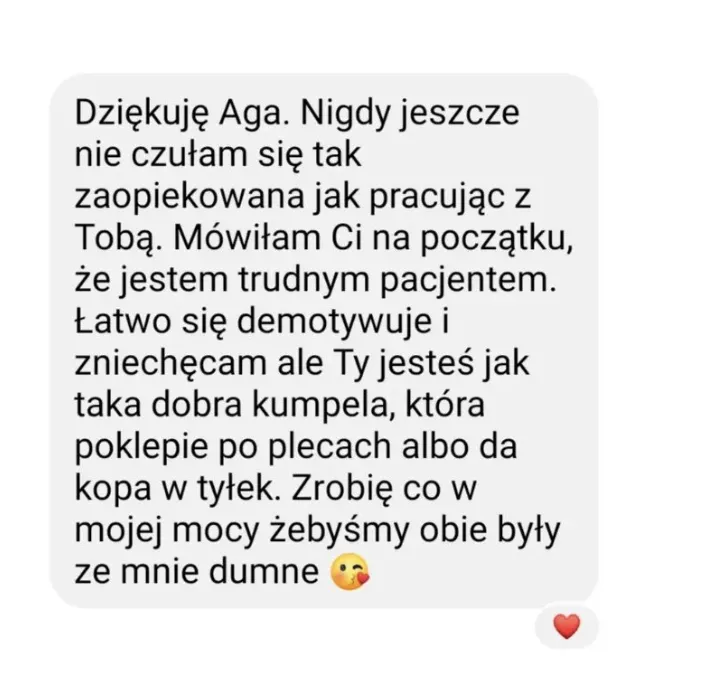 Opinia klientki 19: wiadomość lub efekt współpracy