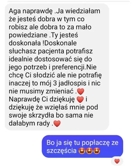 Opinia klientki 21: wiadomość lub efekt współpracy