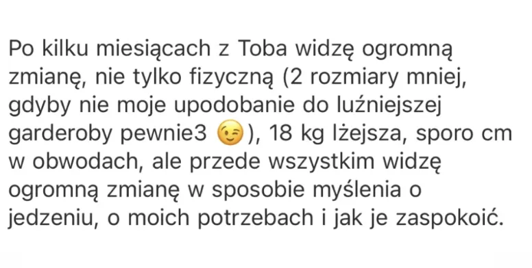 Opinia klientki 27: wiadomość lub efekt współpracy