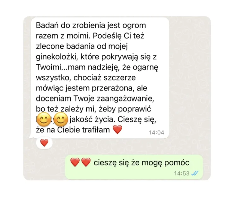 Opinia klientki 36: wiadomość lub efekt współpracy